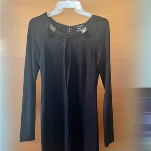 VENUS Elegant Black Dress with Metallic Accents